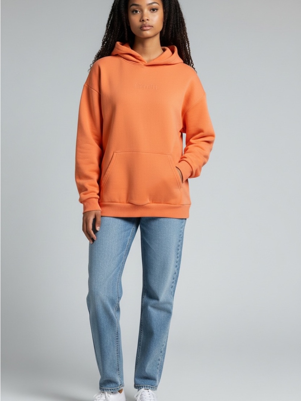 Comfrt Orange Pullover Hoodie with Kangaroo Pocket